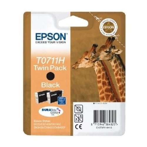Epson T0711H noir Twin Pack Cartouches d'encre d'origine au prix le moins cher sur promos-boutique.com
